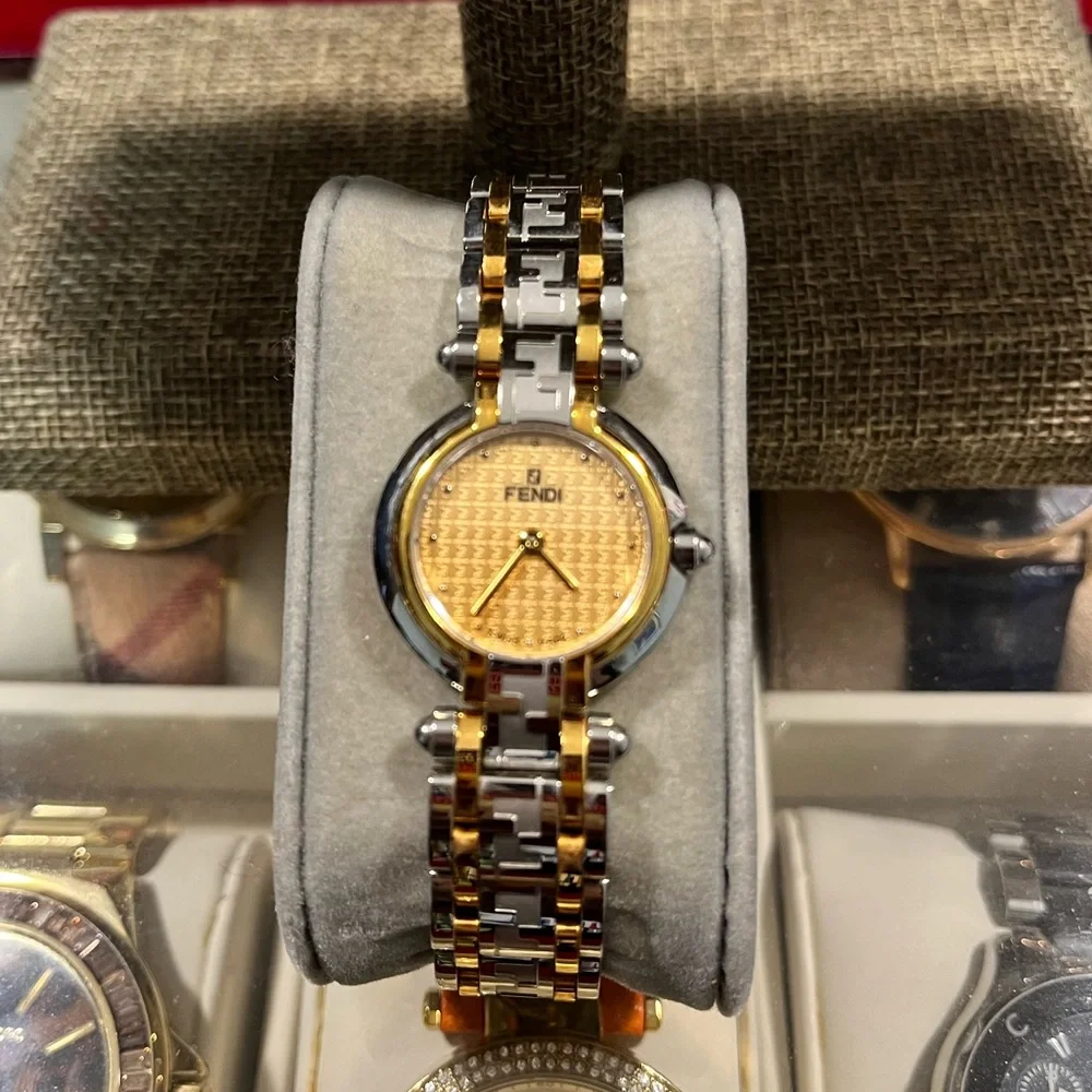 FENDI PRE-LOVED AUTHENTIC ‘ZUCCA’ 18K YELLOW GOLD-PLATED LUXURIOUS WATCH